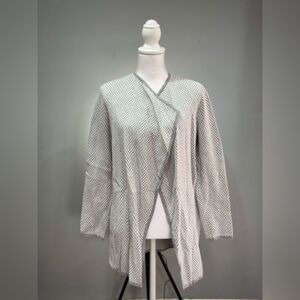 SALE! Gray Vince Camuto Herringbone Waterfall Sweater Size M